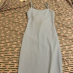 “Baby blue strappy midi dress”